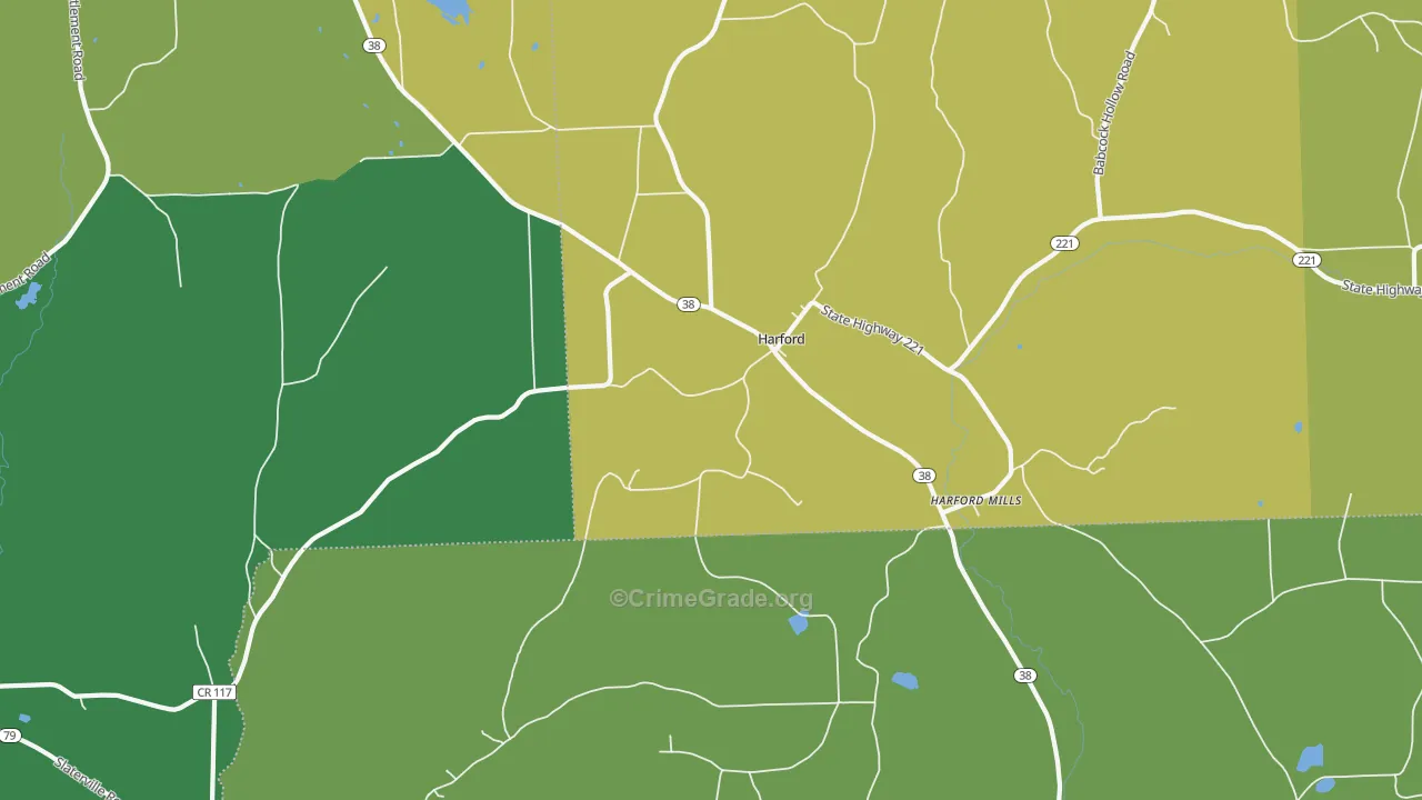 Harford, NY Map of Drug-Related Crime Rates