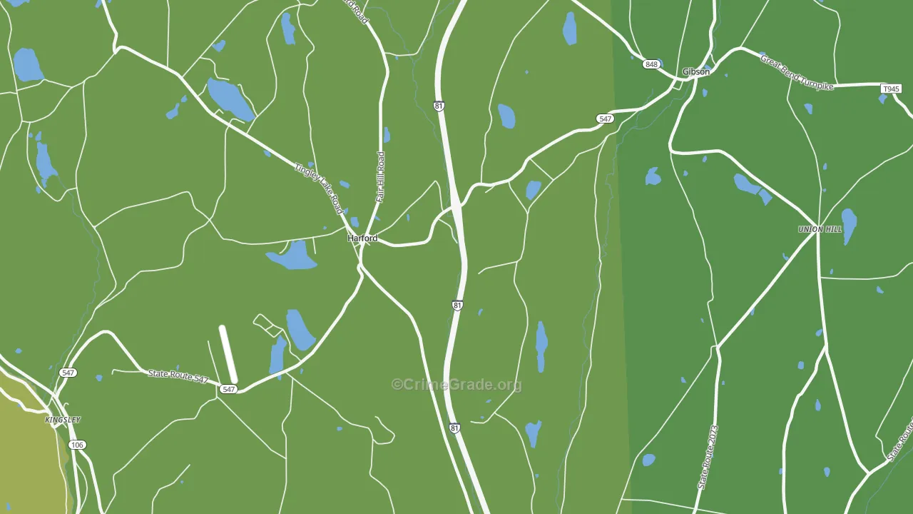 Harford, PA Map of Drug-Related Crime Rates