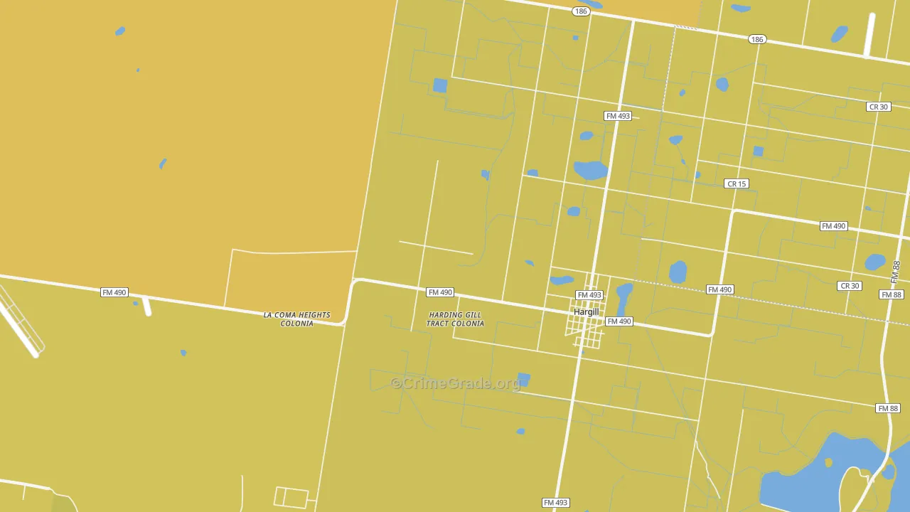 Hargill, TX Map of Drug-Related Crime Rates