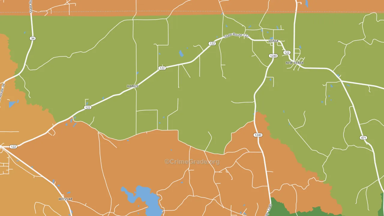 Hargis, LA Map of Drug-Related Crime Rates