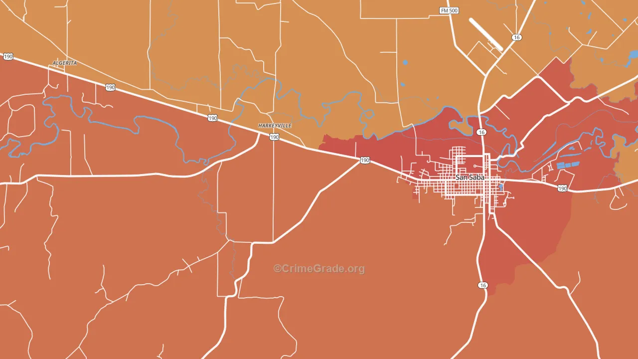 Harkeyville, TX Map of Drug-Related Crime Rates