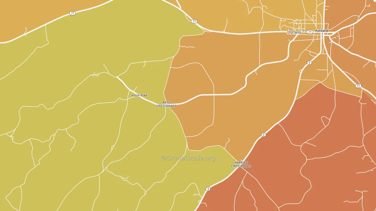 Harkins Crossroads, AL Map of Drug-Related Crime Rates