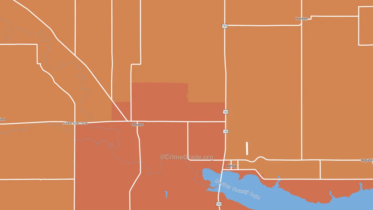Harlan County, NE Map of Drug-Related Crime Rates