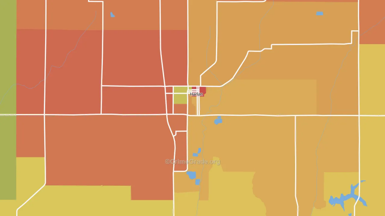 Harlan, IA Map of Drug-Related Crime Rates