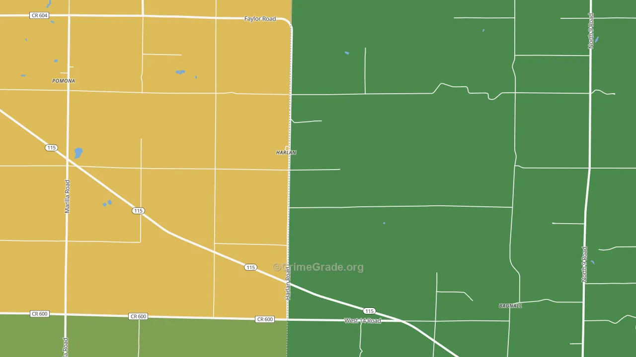 Harlan, MI Map of Drug-Related Crime Rates
