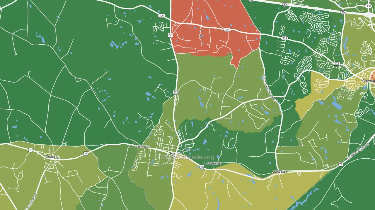 Harlem, GA Map of Drug-Related Crime Rates