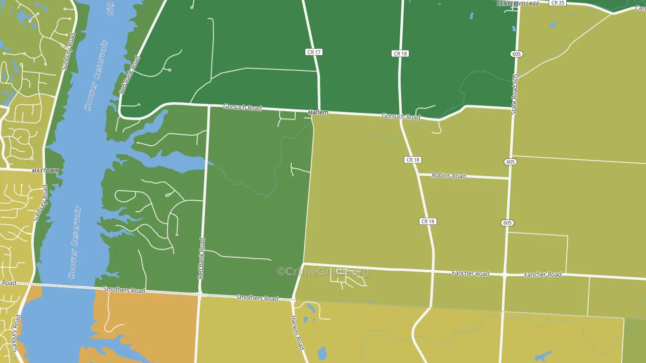 Harlem, OH Map of Drug-Related Crime Rates