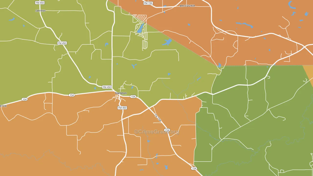Harleton, TX Map of Drug-Related Crime Rates