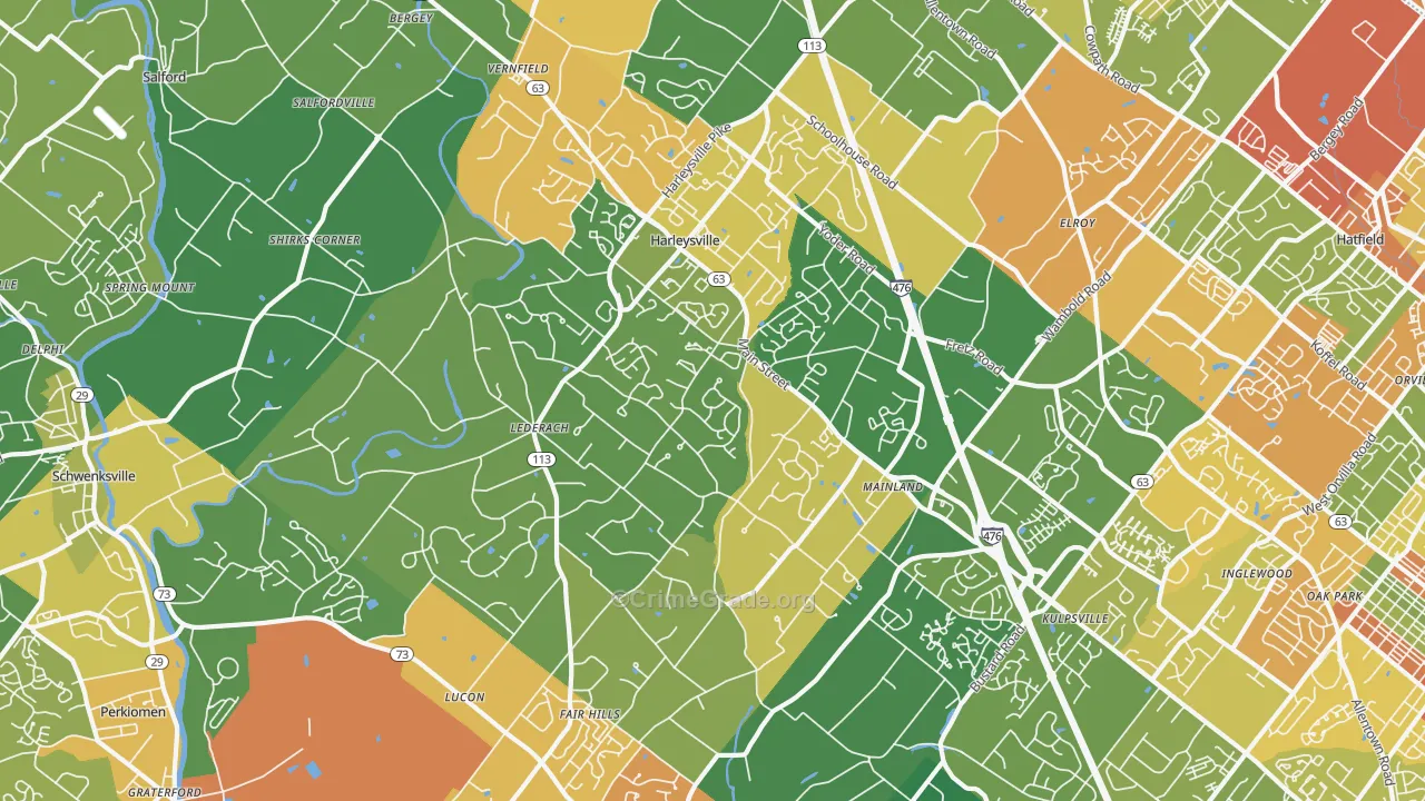 Harleysville, PA Map of Drug-Related Crime Rates
