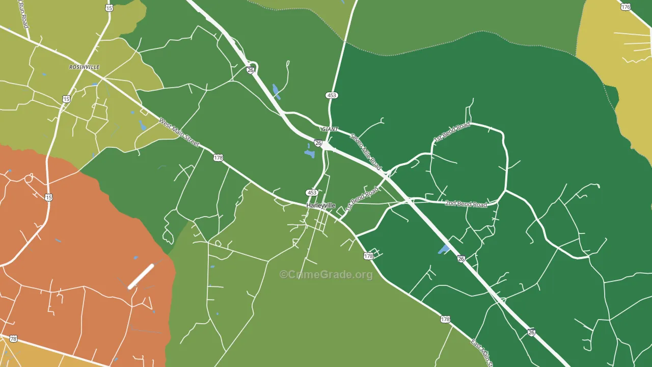 Harleyville, SC Map of Drug-Related Crime Rates