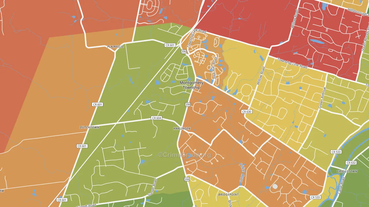 Harlingen, NJ Map of Drug-Related Crime Rates