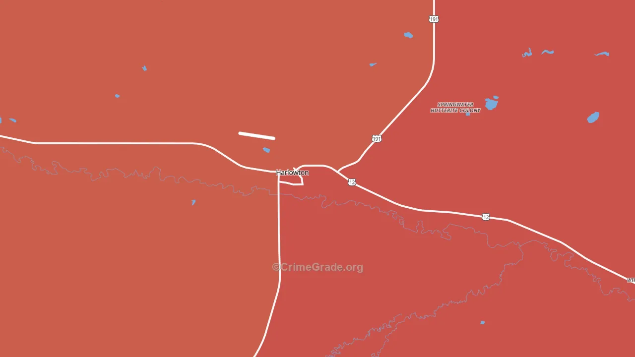 Harlowton, MT Map of Drug-Related Crime Rates
