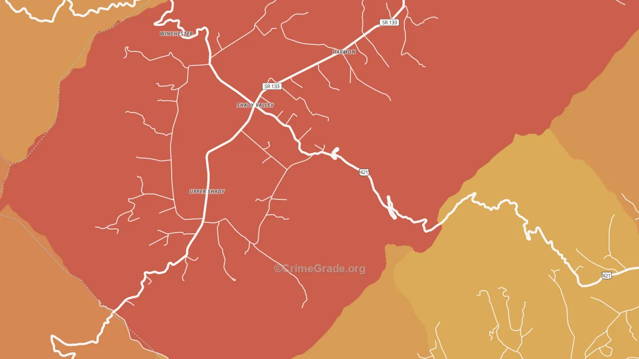 Harmon, TN Map of Drug-Related Crime Rates