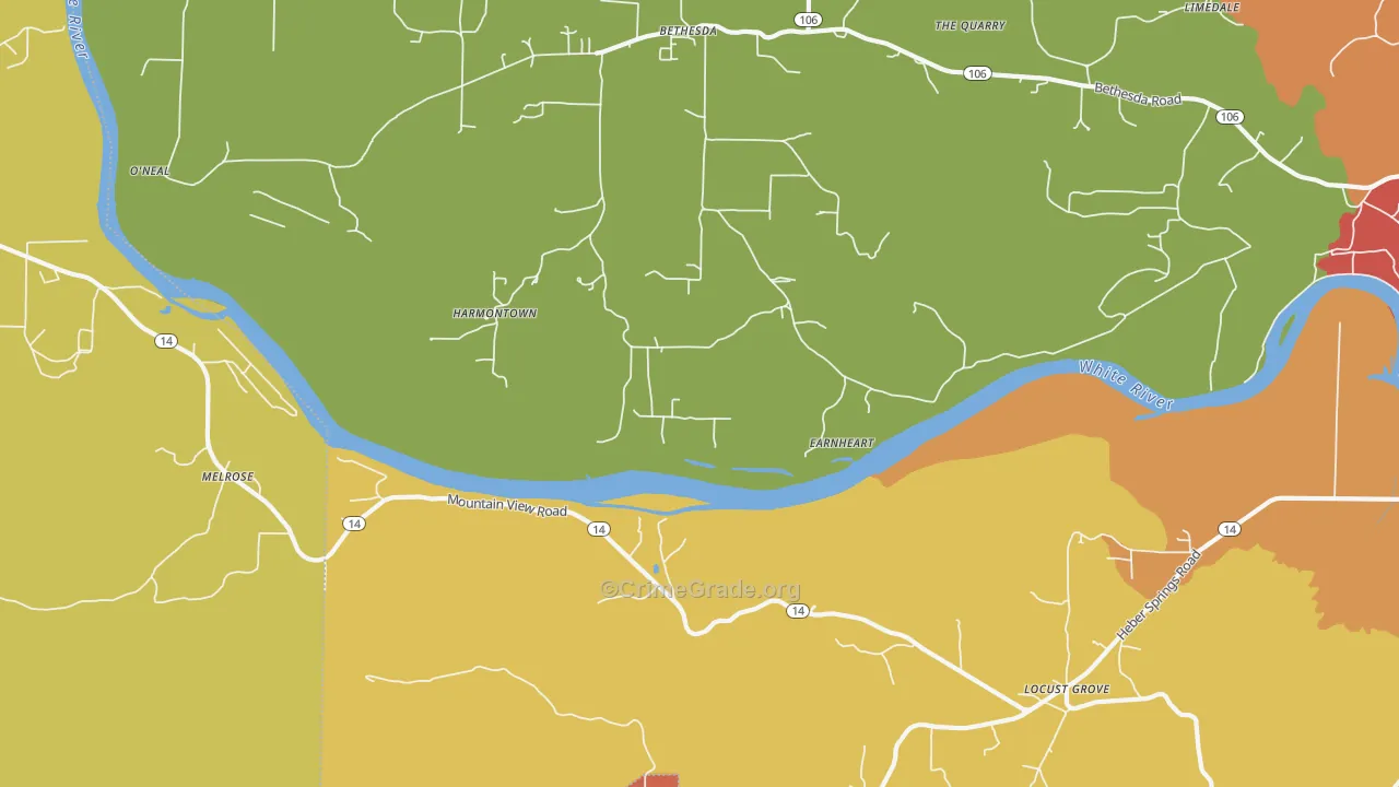 Harmontown, AR Map of Drug-Related Crime Rates