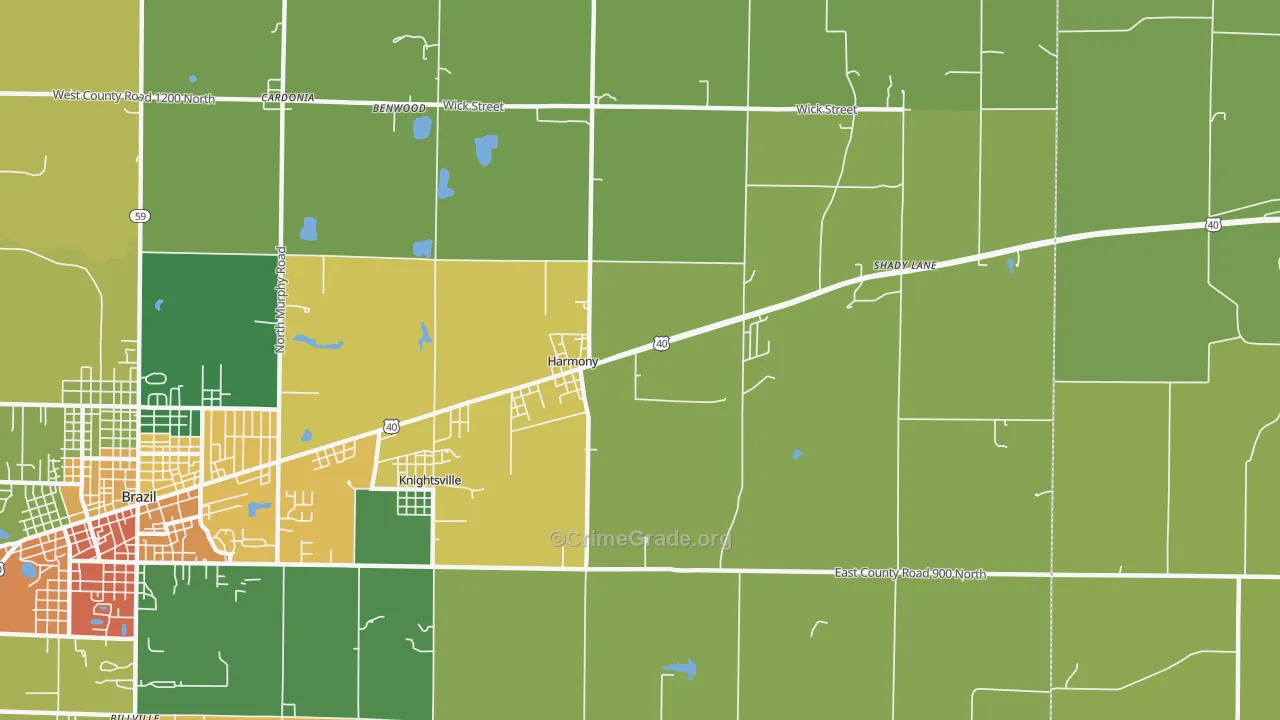 Harmony, IN Map of Drug-Related Crime Rates