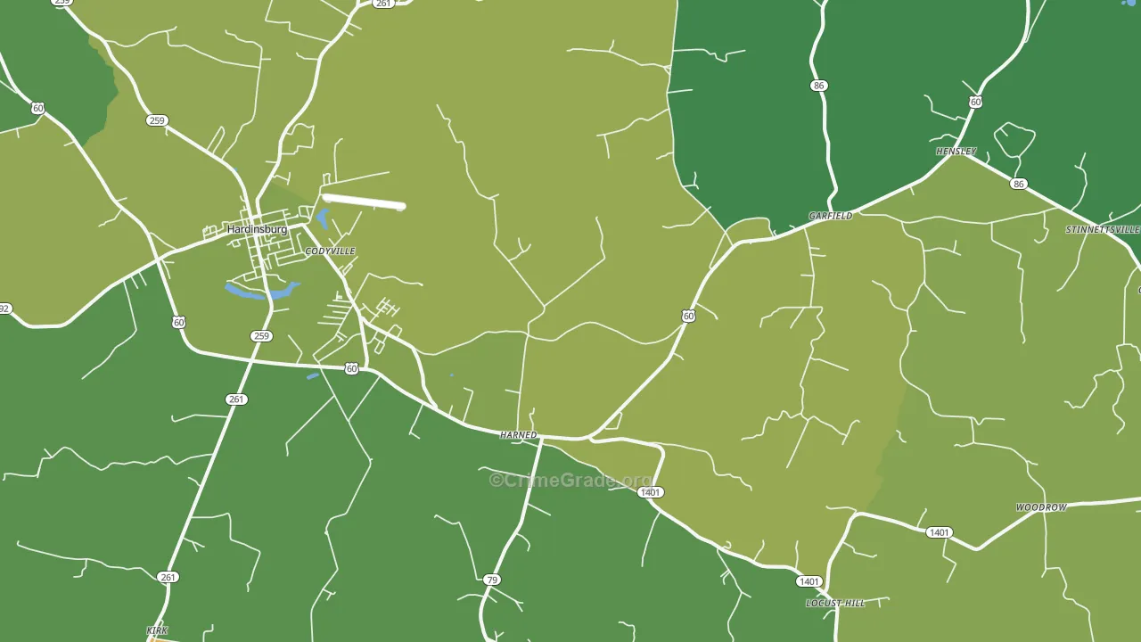 Harned, KY Map of Drug-Related Crime Rates