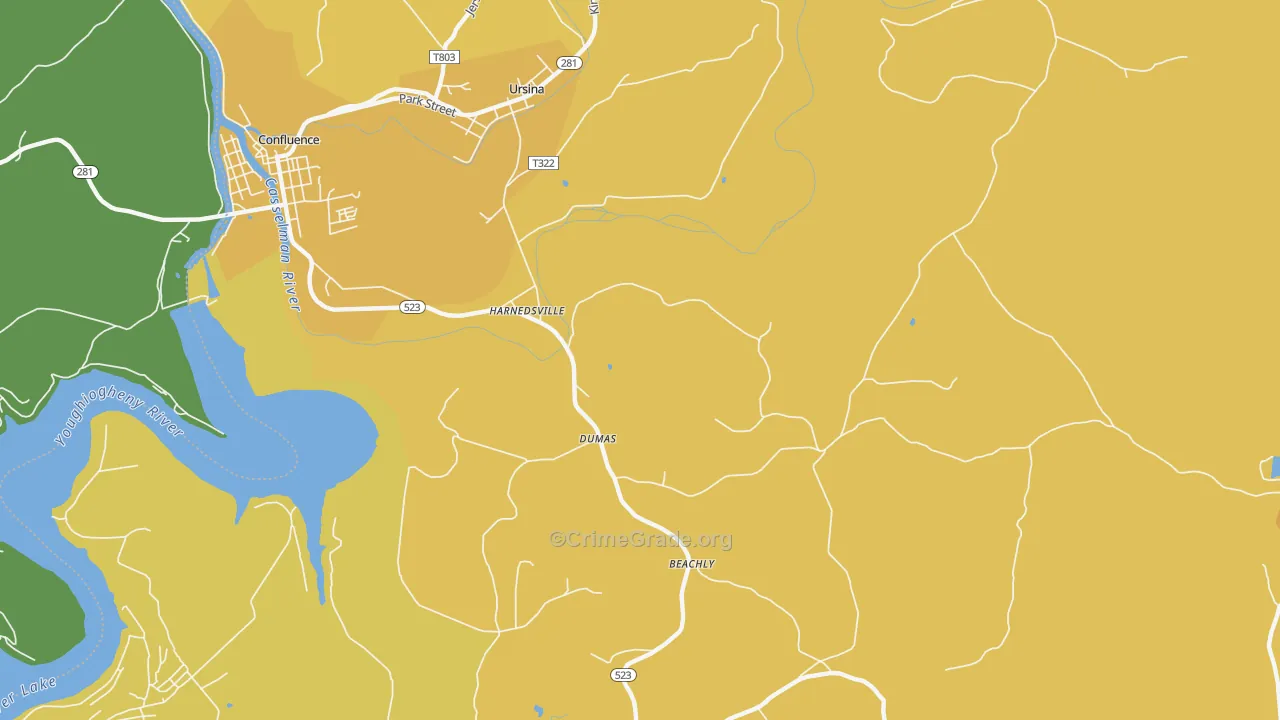 Harnedsville, PA Map of Drug-Related Crime Rates
