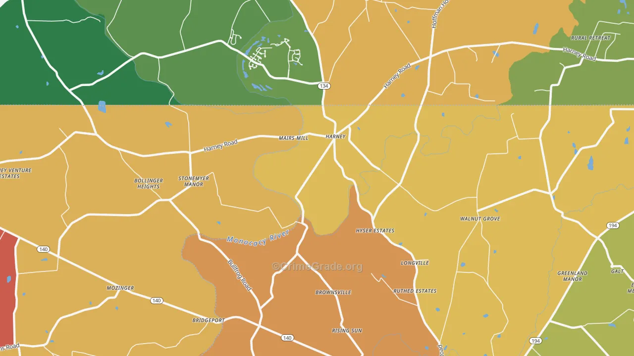 Harney, MD Map of Drug-Related Crime Rates