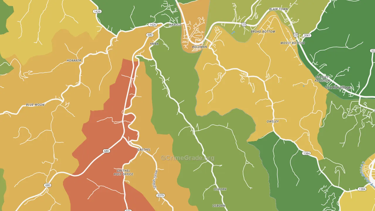 Harold, KY Map of Drug-Related Crime Rates