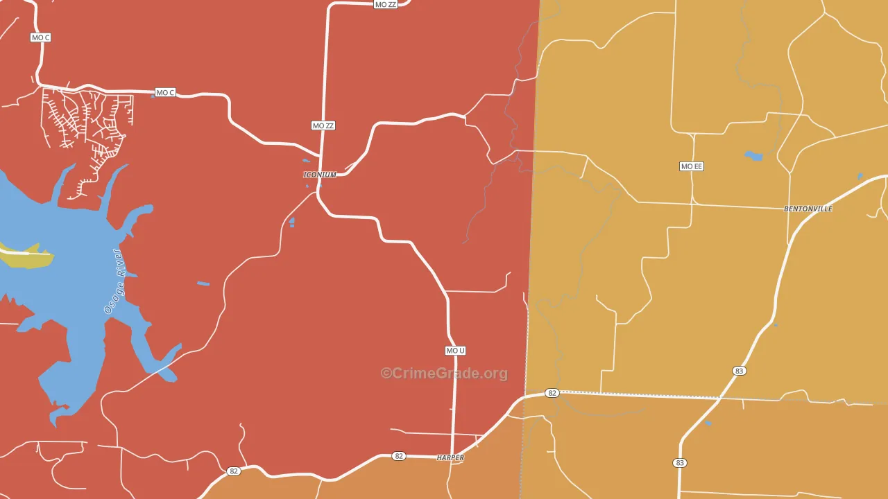 Harper, MO Map of Drug-Related Crime Rates