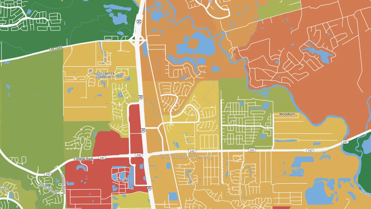 Harper's Landing, Conroe, TX Map of Drug-Related Crime Rates