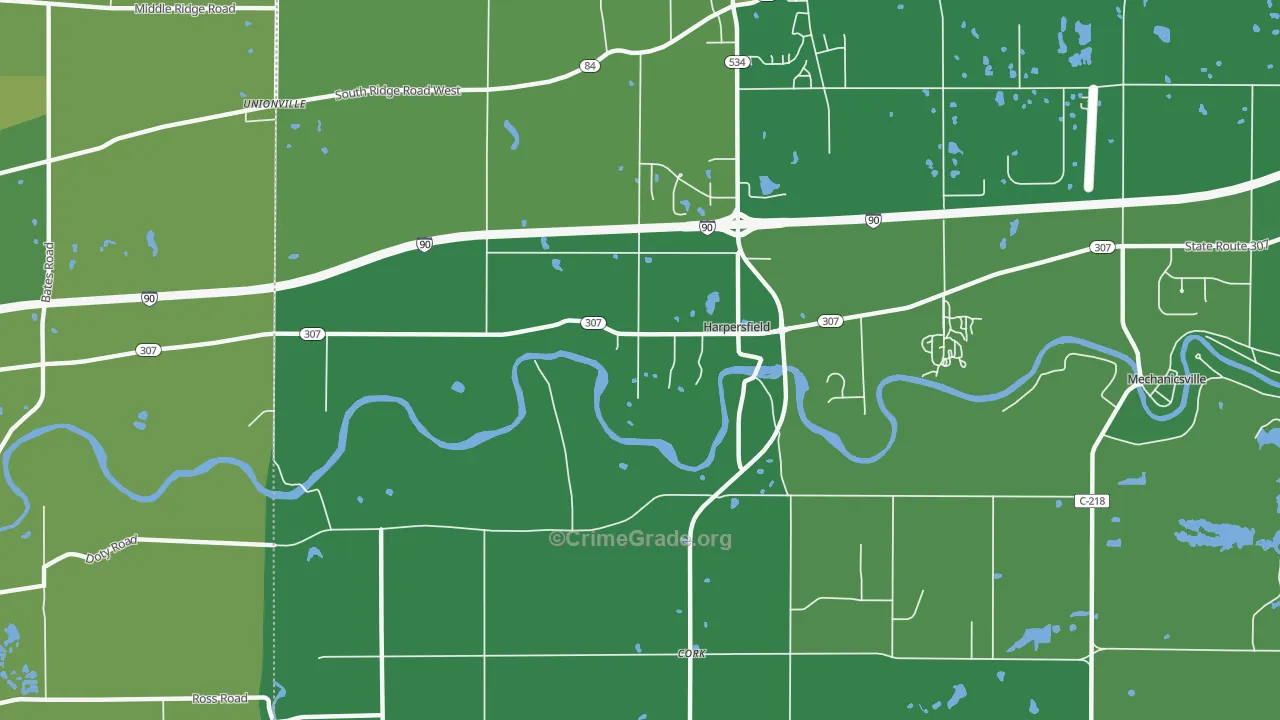 Harpersfield, OH Map of Drug-Related Crime Rates