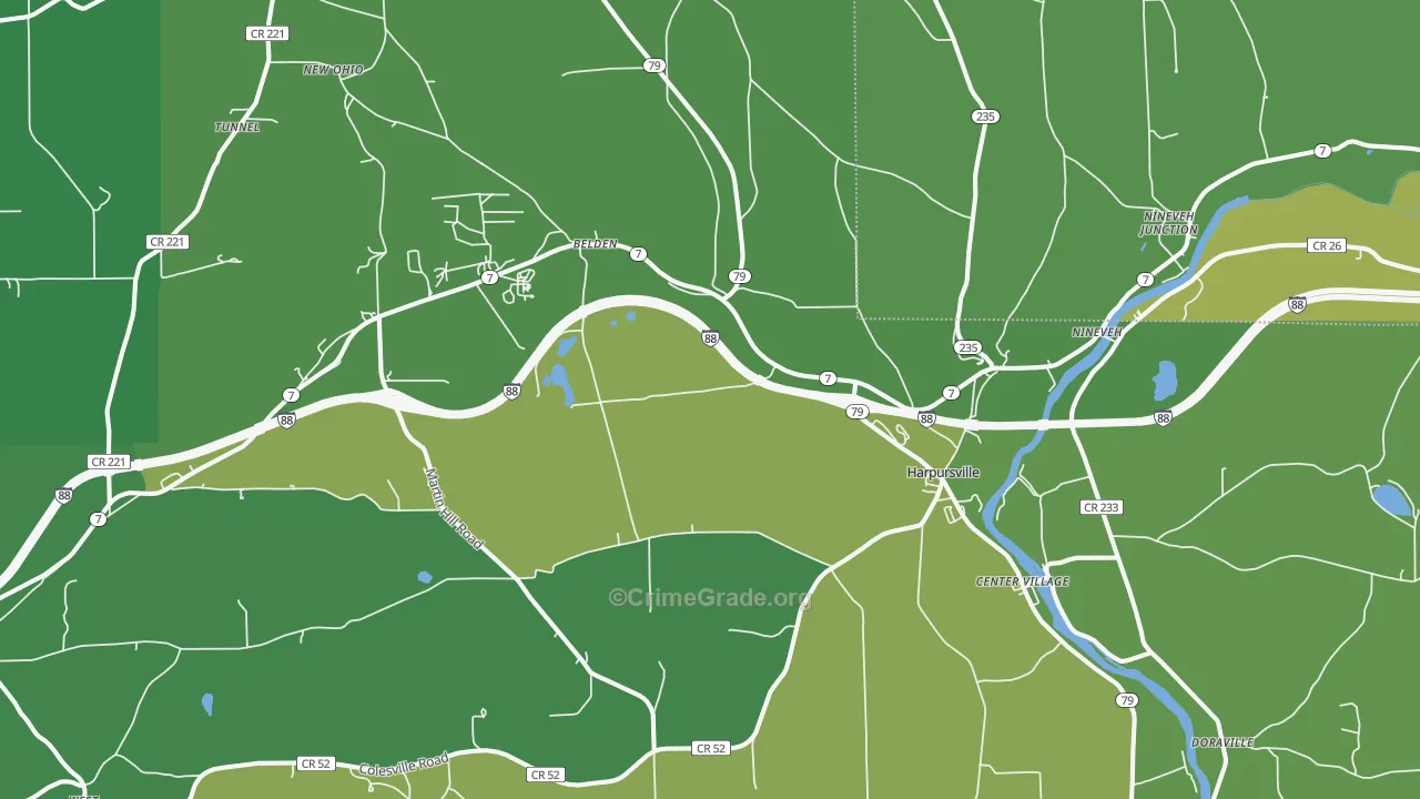 Harpursville, NY Map of Drug-Related Crime Rates