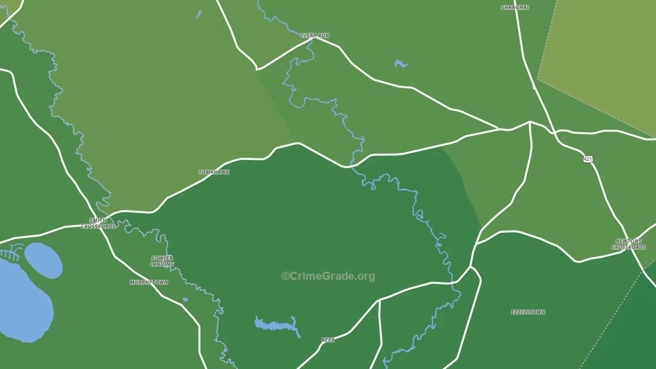Harrells, NC Map of Drug-Related Crime Rates