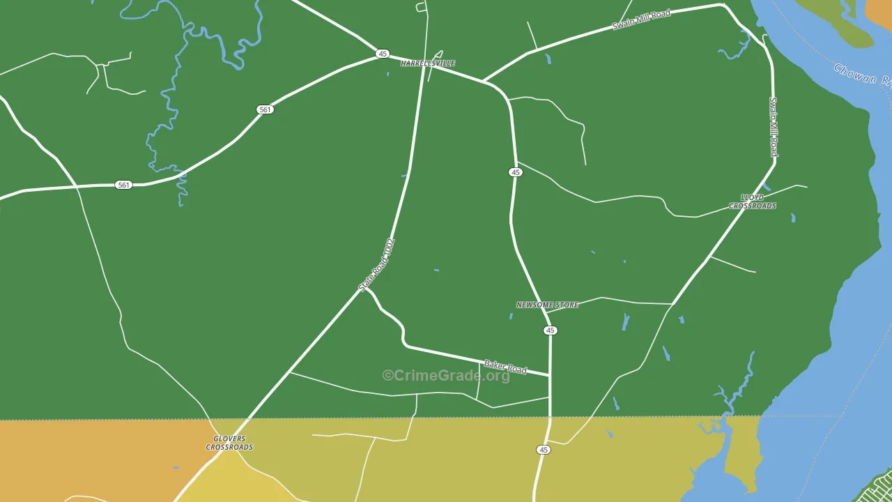 Harrellsville, NC Map of Drug-Related Crime Rates
