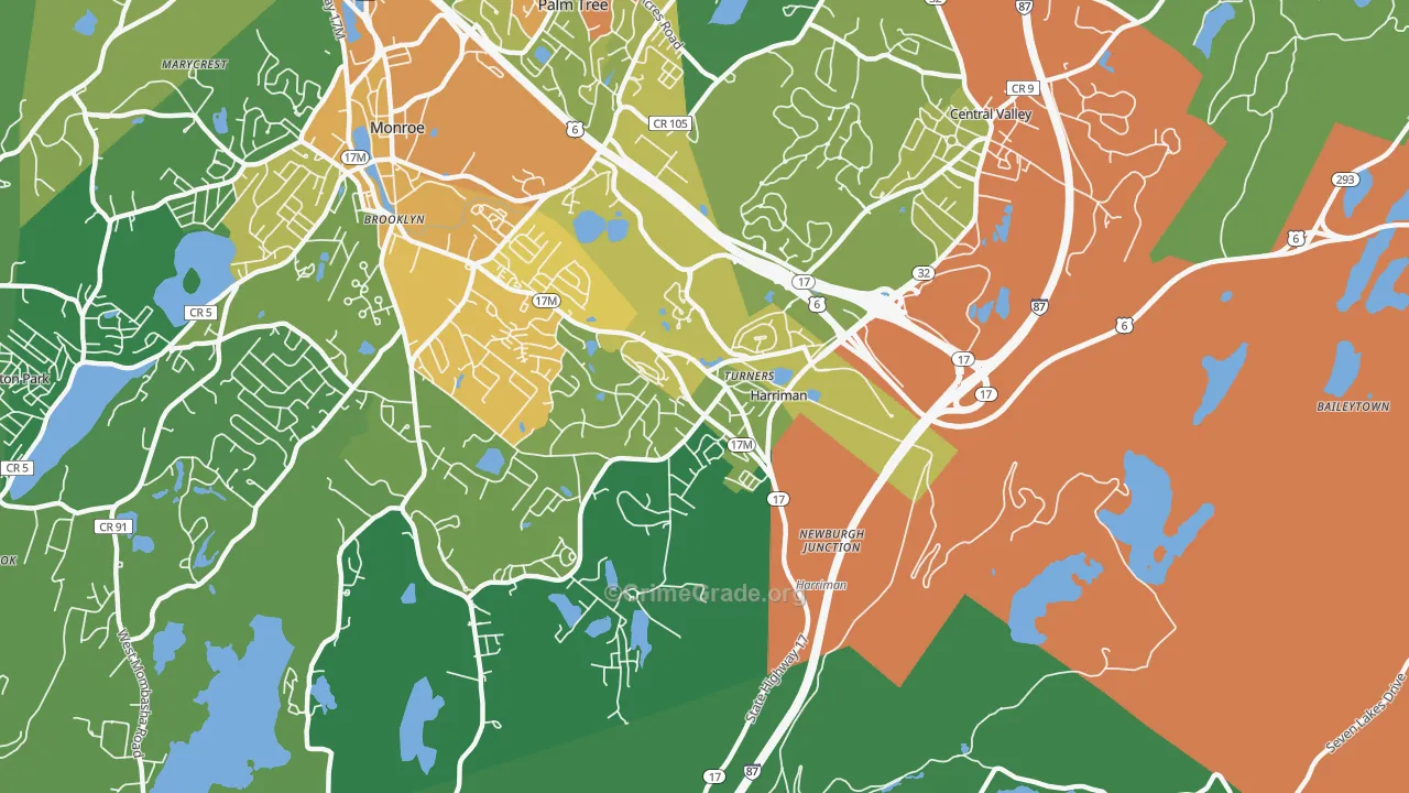 Harriman, NY Map of Drug-Related Crime Rates