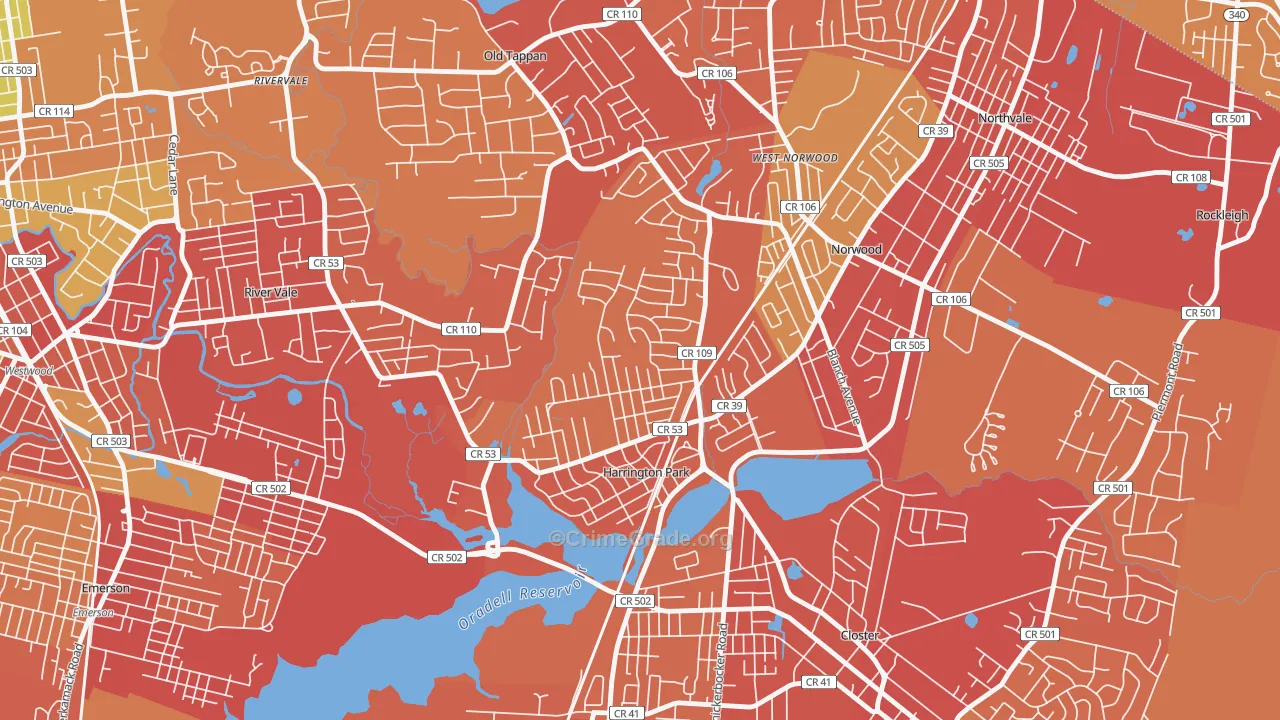 Harrington Park, NJ Map of Drug-Related Crime Rates