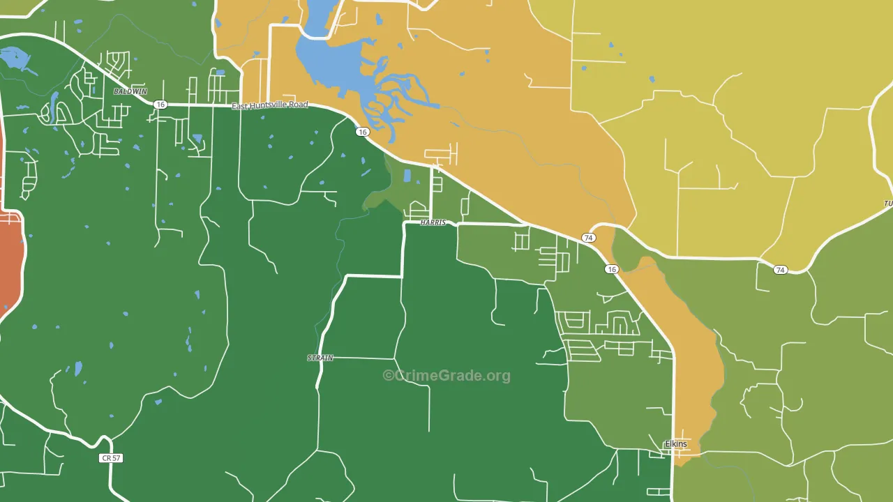 Harris, AR Map of Drug-Related Crime Rates