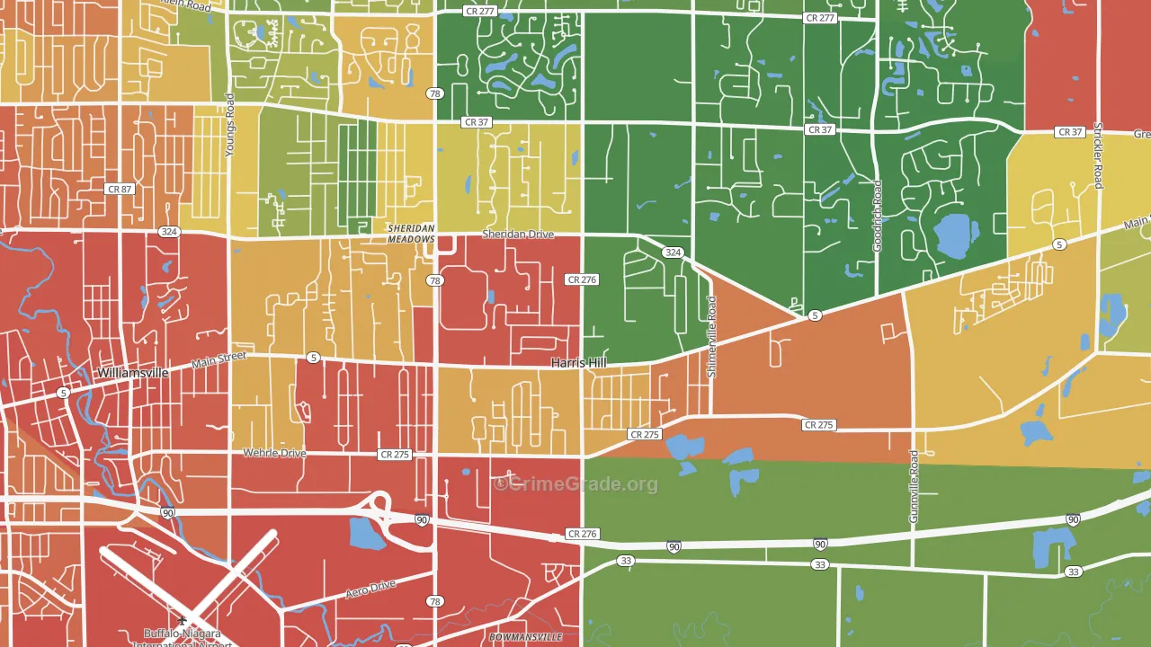 Harris Hill, NY Map of Drug-Related Crime Rates