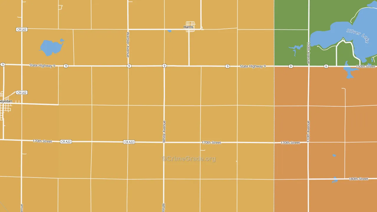 Harris, IA Map of Drug-Related Crime Rates