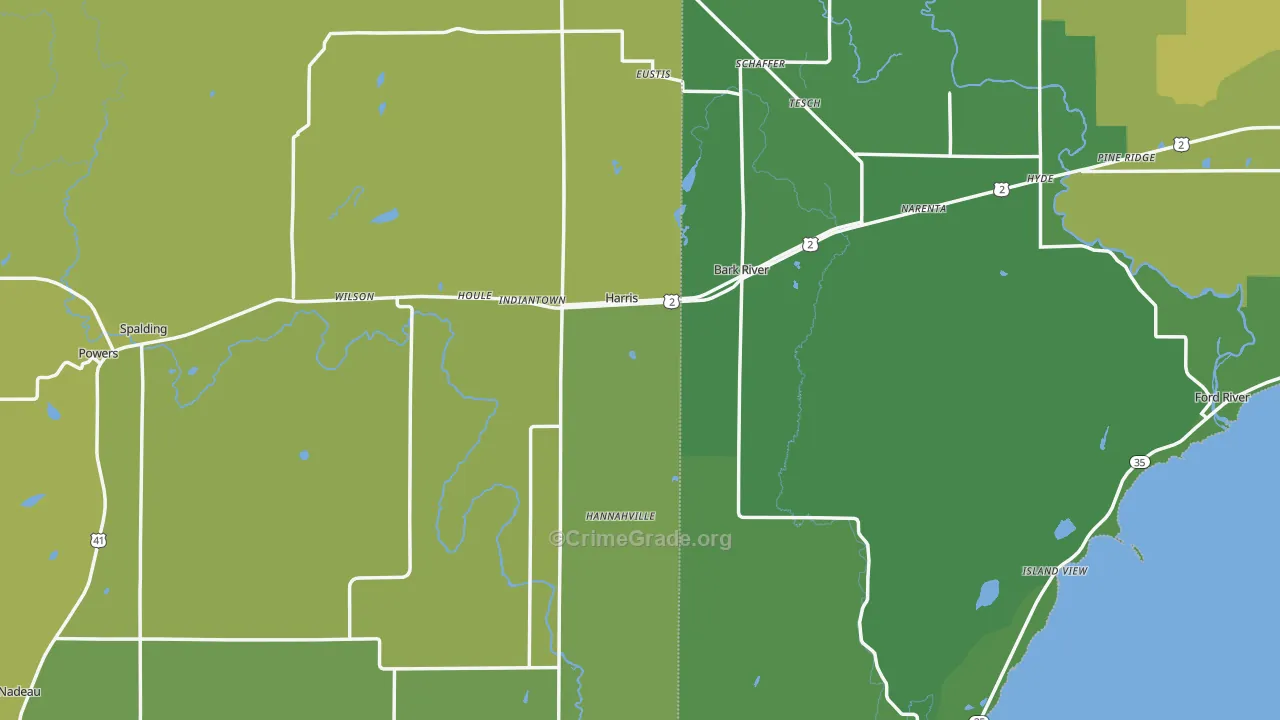 Harris, MI Map of Drug-Related Crime Rates