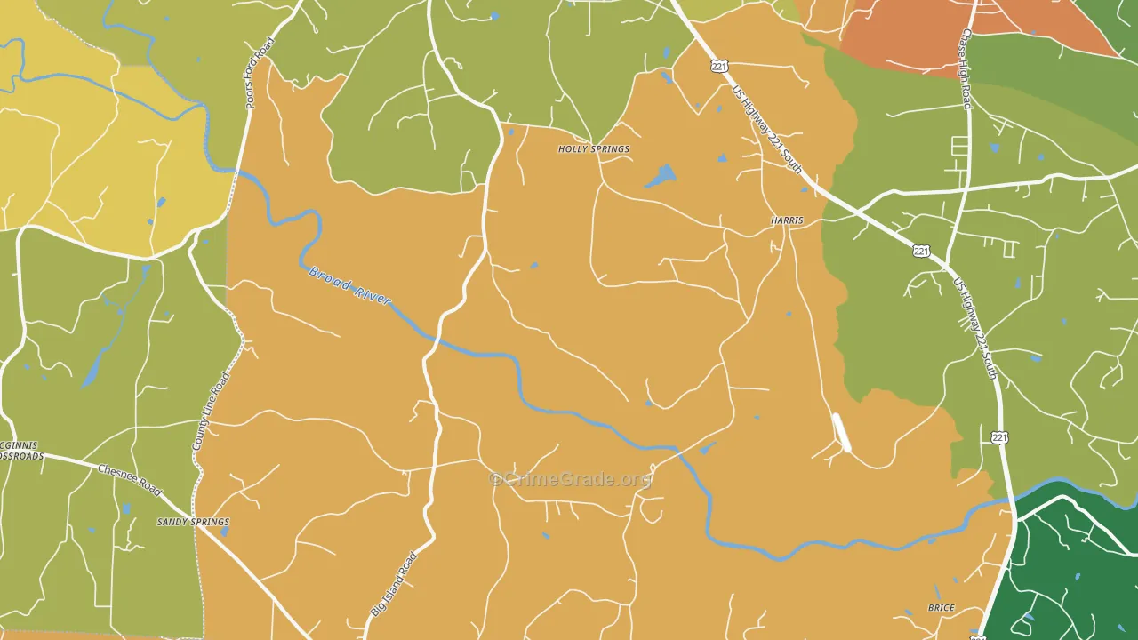 Harris, NC Map of Drug-Related Crime Rates