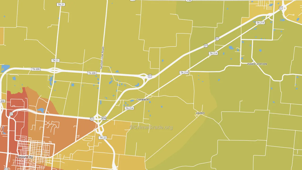 Harris, TN Map of Drug-Related Crime Rates