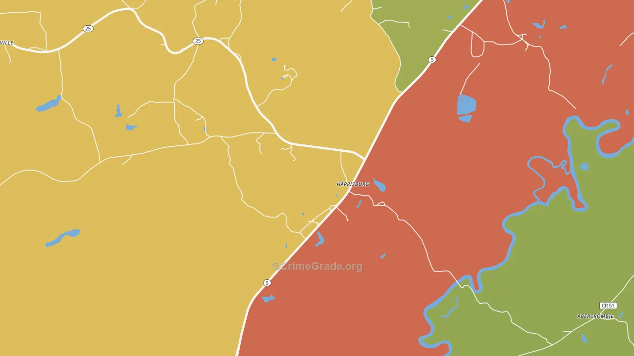 Harrisburg, AL Map of Drug-Related Crime Rates