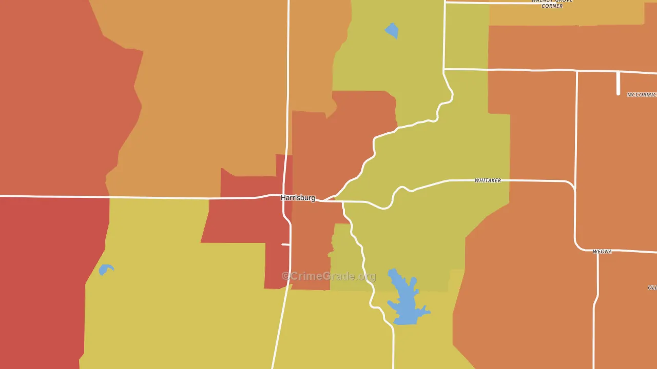 Harrisburg, AR Map of Drug-Related Crime Rates