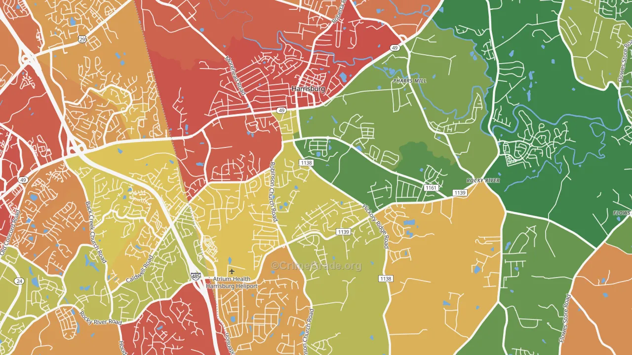 Harrisburg, NC Map of Drug-Related Crime Rates