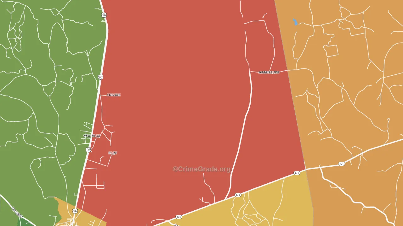 Harrisburg, TX Map of Drug-Related Crime Rates