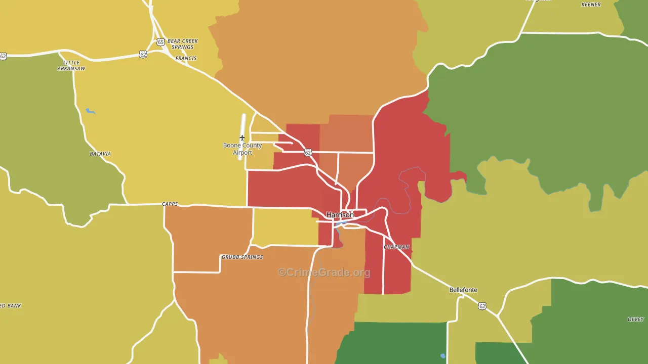 Harrison, AR Map of Drug-Related Crime Rates