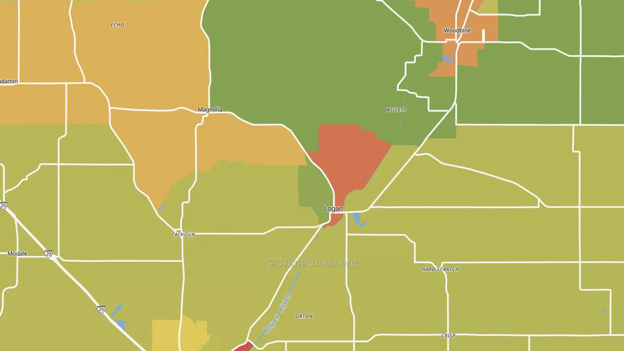 Harrison County, IA Map of Drug-Related Crime Rates