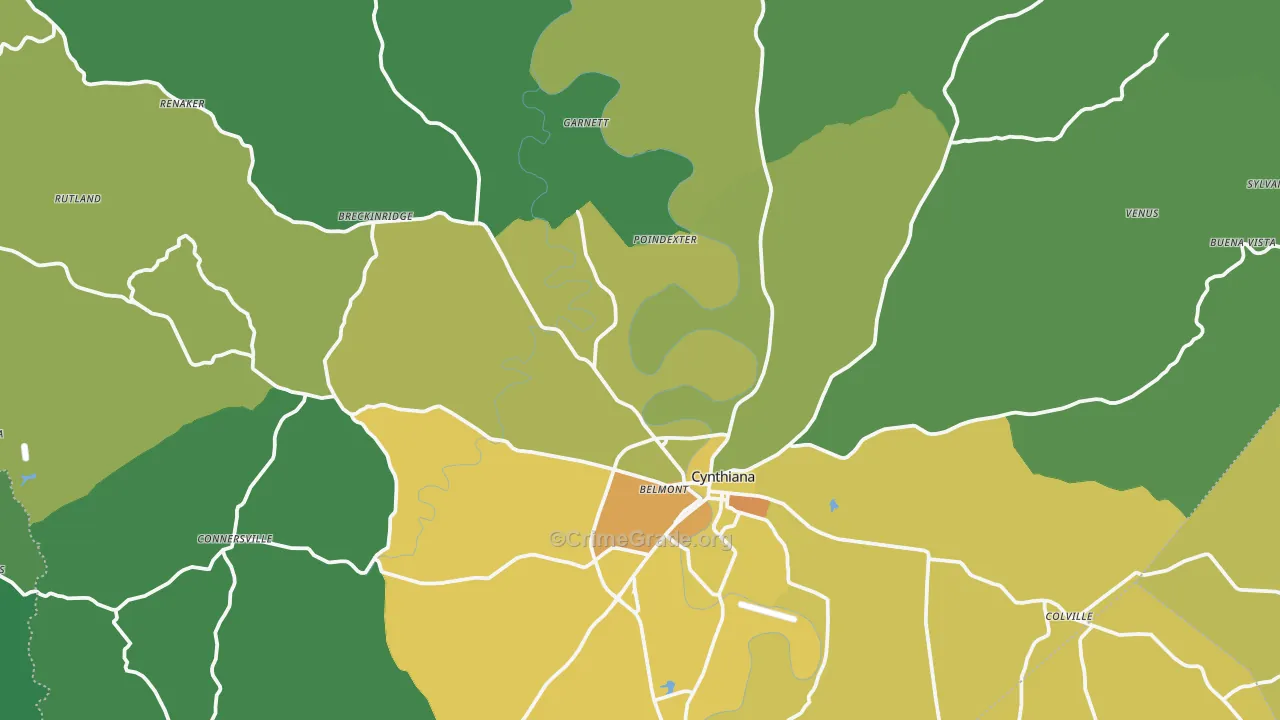 Harrison County, KY Map of Drug-Related Crime Rates
