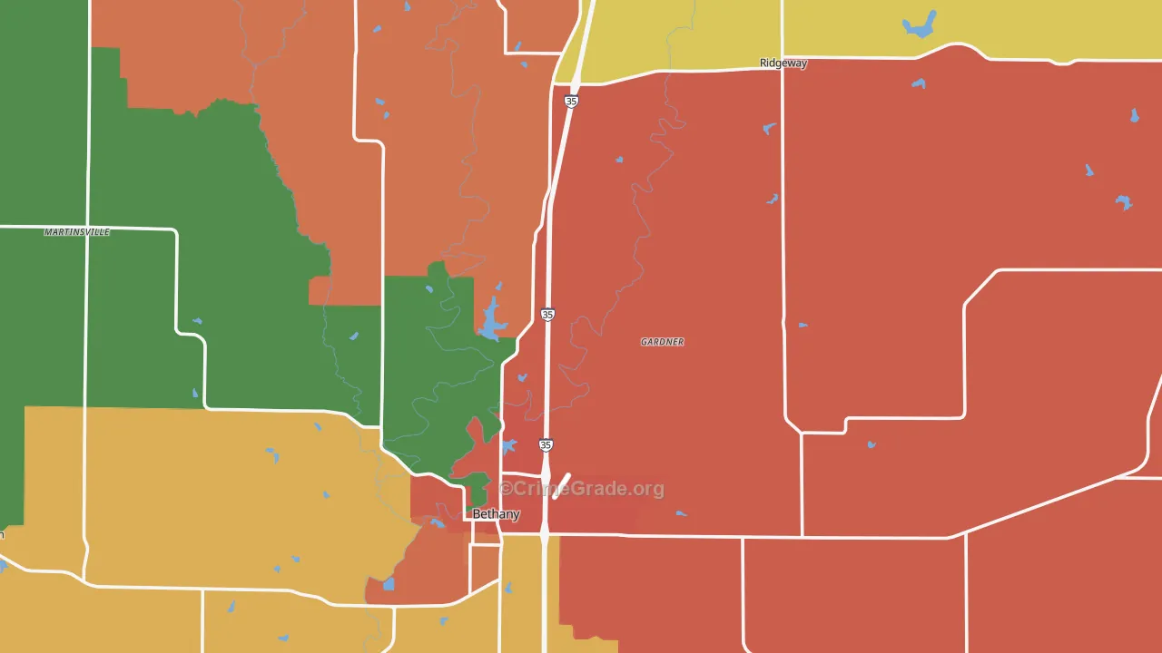 Harrison County, MO Map of Drug-Related Crime Rates