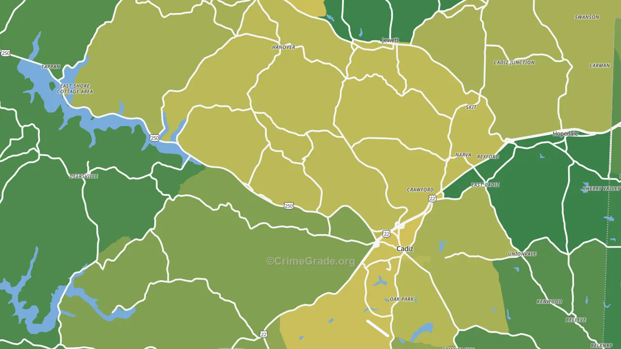 Harrison County, OH Map of Drug-Related Crime Rates