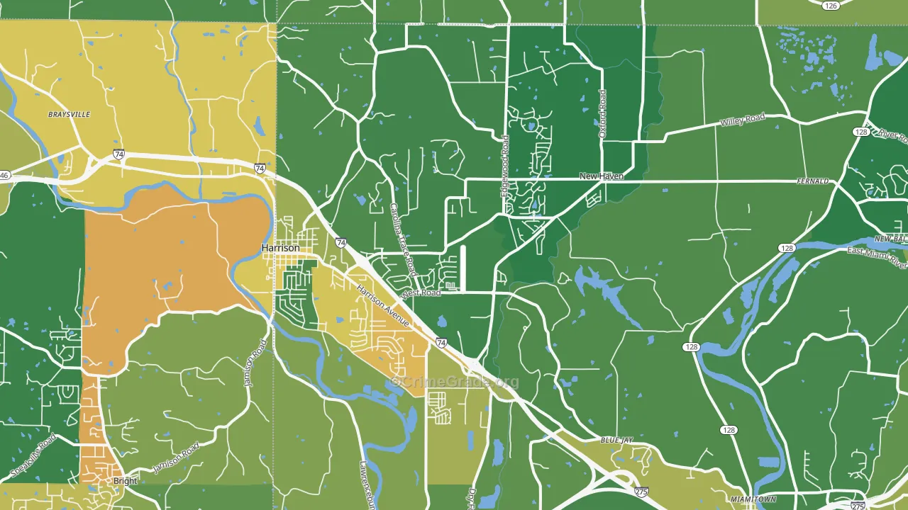 Harrison, OH Map of Drug-Related Crime Rates
