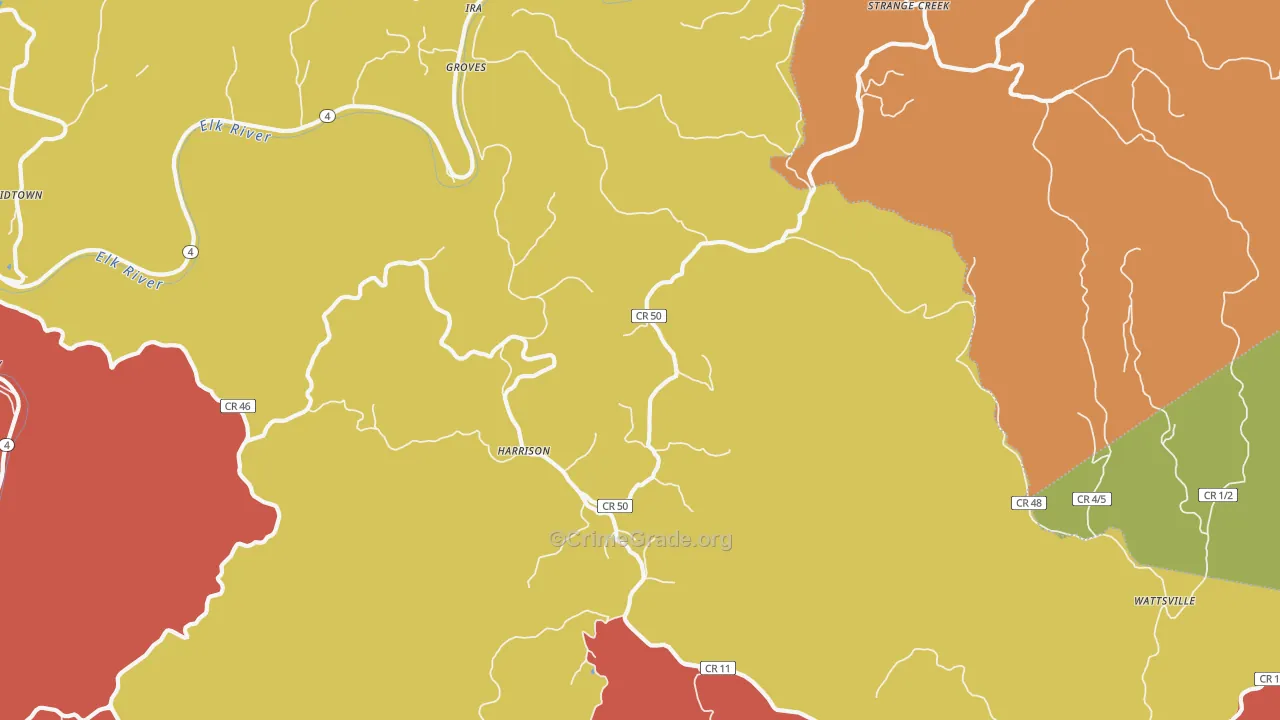 Harrison, WV Map of Drug-Related Crime Rates