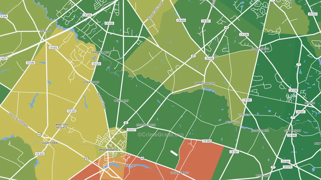 Harrisonville, NJ Map of Drug-Related Crime Rates