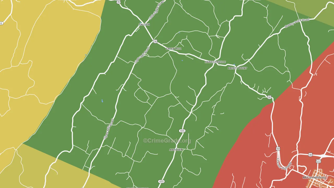 Harrisonville, PA Map of Drug-Related Crime Rates